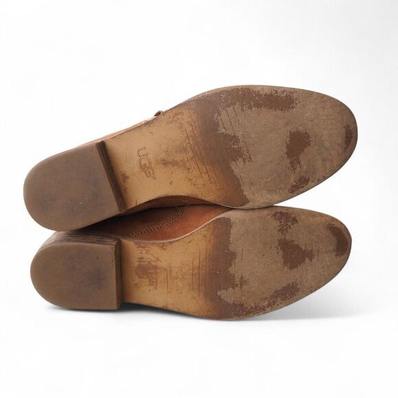 UGG Glee Leather Side Zip Ankle Booties Distressed Brown 1020262 Women's 8 - Picture 8 of 11